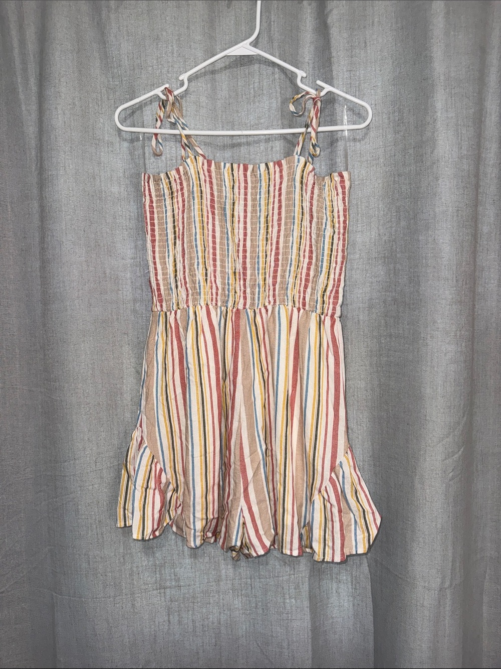 Peach Love California Sophia Smocked Striped Romper